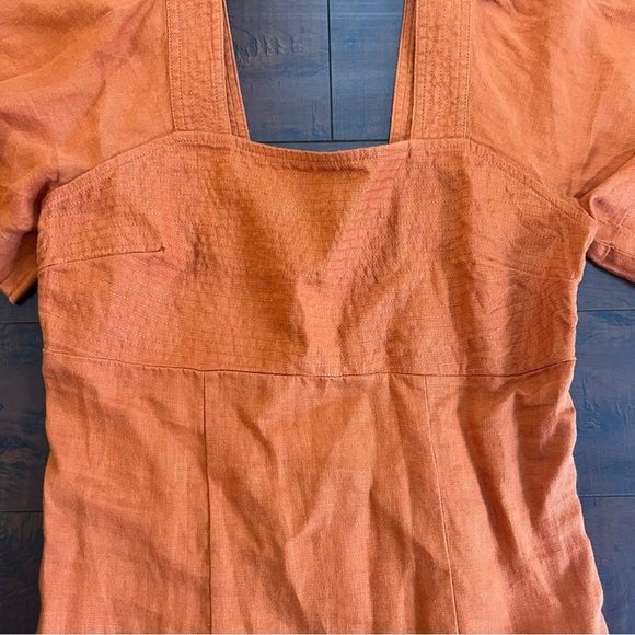 MADEWELL Square Neck Mini Dress Linen Dark Copper Orange Size 00 NWT - Picture 6 of 15